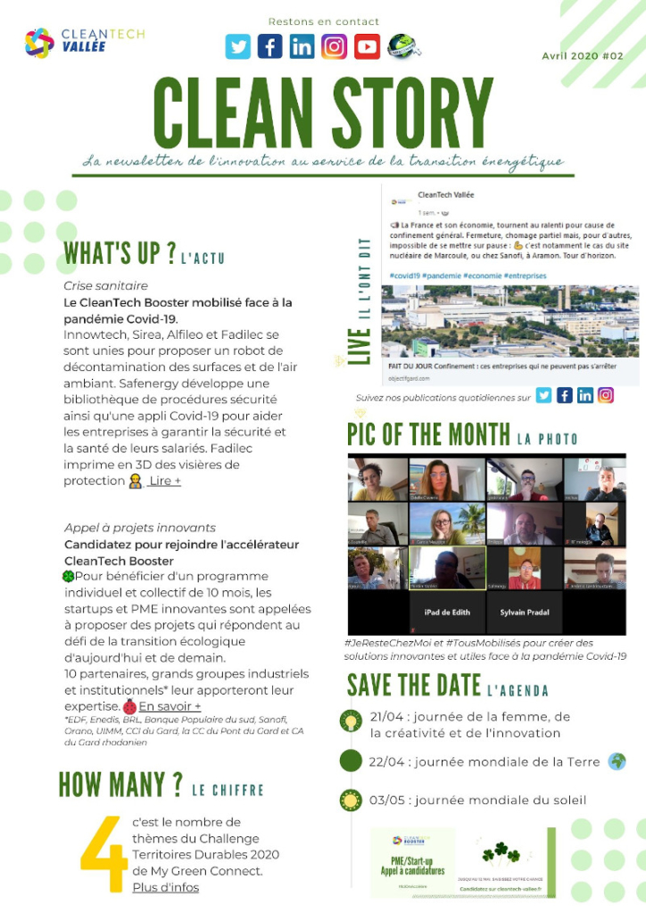 Newsletter Cleantech vallée cleantech booster actualités