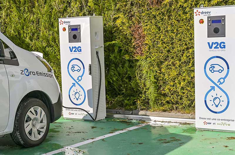 V2G flexitanie vehicle-to-grid nissan leaf véhicule électrique