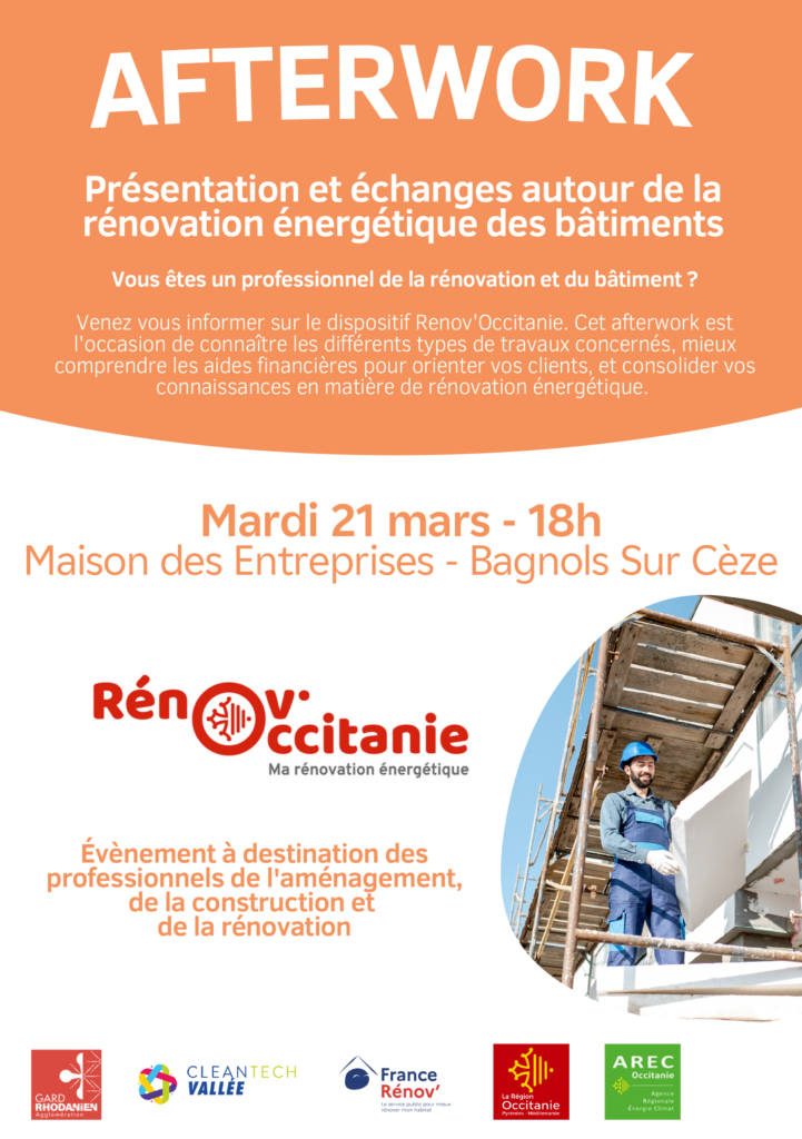 Afterwork Renov Occitanie Communauté d'Agglomération du Gard Rhodanien & CleanTech Vallée 2023