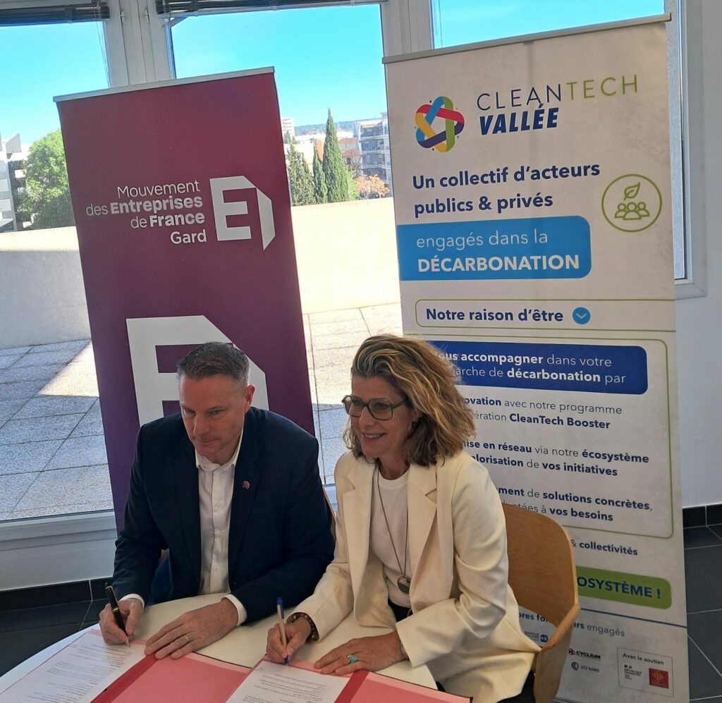 Le MEDEF Gard et la CleanTech Vallée s&rsquo;unissent pour accélérer la décarbonation des entreprises